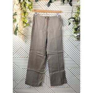 Gerard Darel Paris Women's 100% Linen Tan Pants Tie Waist Lagenlook Siz 38FR 6US